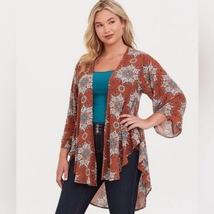 🔥Torrid Gold and Teal Mandala Kimono Cover Up